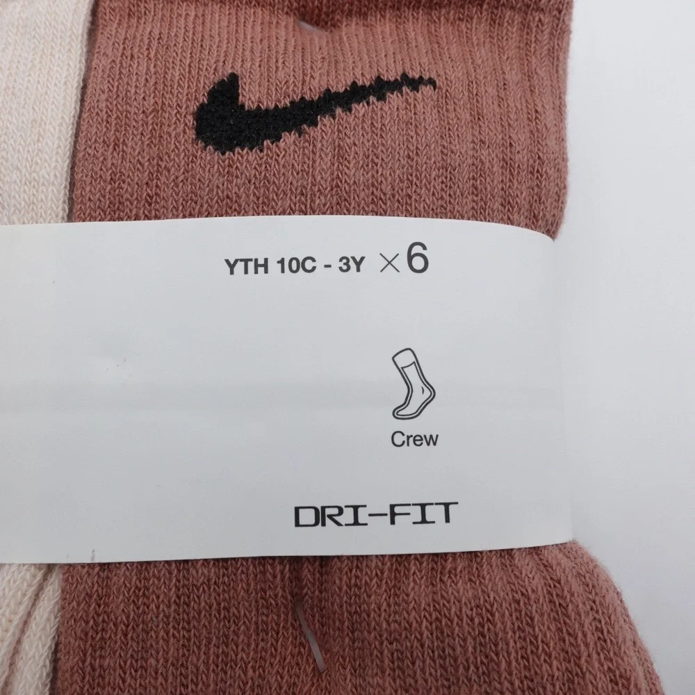 NEW Nike Dri-FIT Performance 6-Pack Crew Socks UN0019-W0J Little Kid's